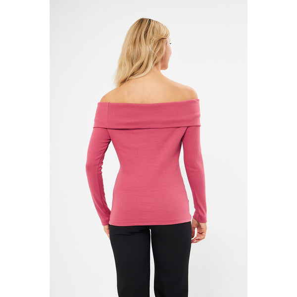 Pink Rib Off-Shoulder Top | Montivo Pakistan