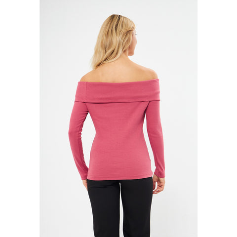 Pink Rib Off-Shoulder Top | Montivo Pakistan
