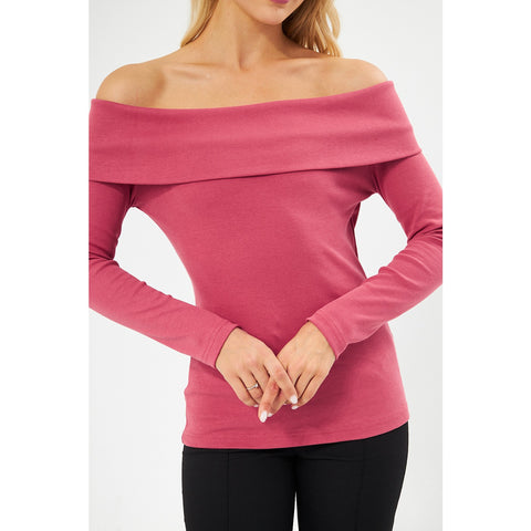Pink Rib Off-Shoulder Top | Montivo Pakistan