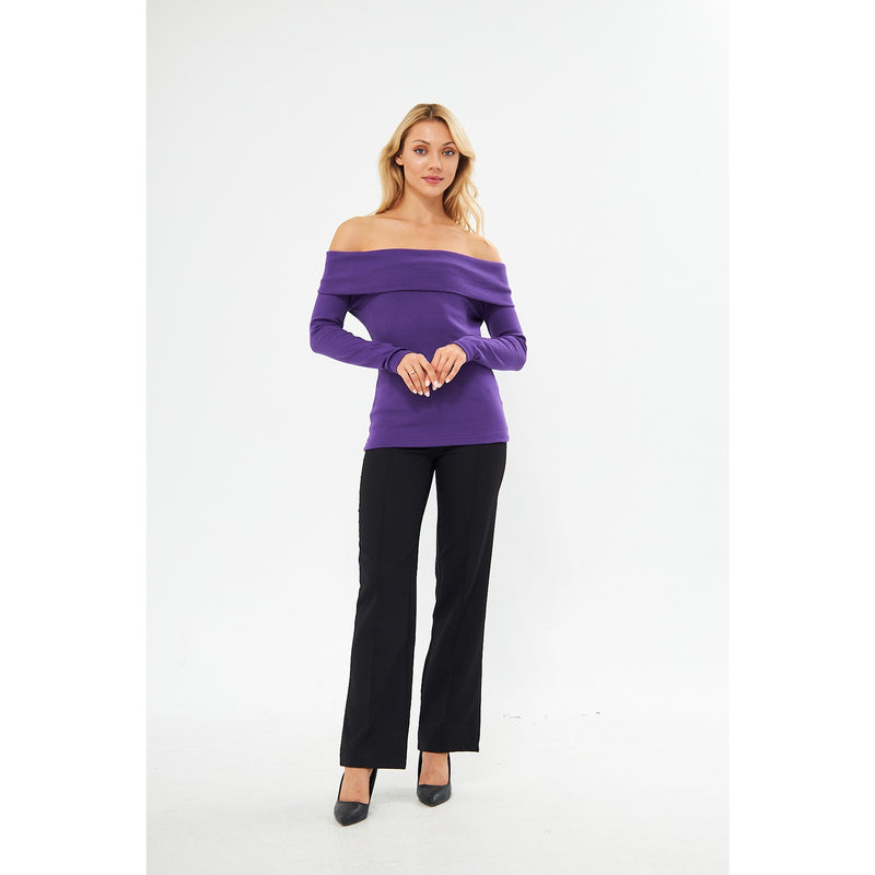 Jacksons Purple Rib Off-Shoulder Top | Montivo Pakistan