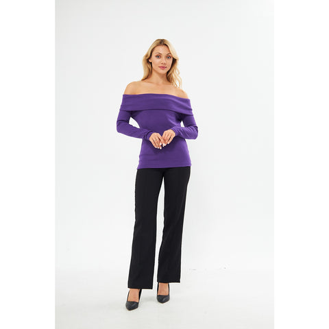 Jacksons Purple Rib Off-Shoulder Top | Montivo Pakistan