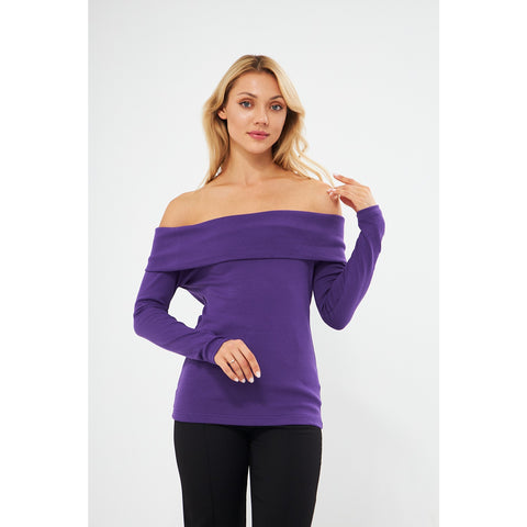 Jacksons Purple Rib Off-Shoulder Top | Montivo Pakistan