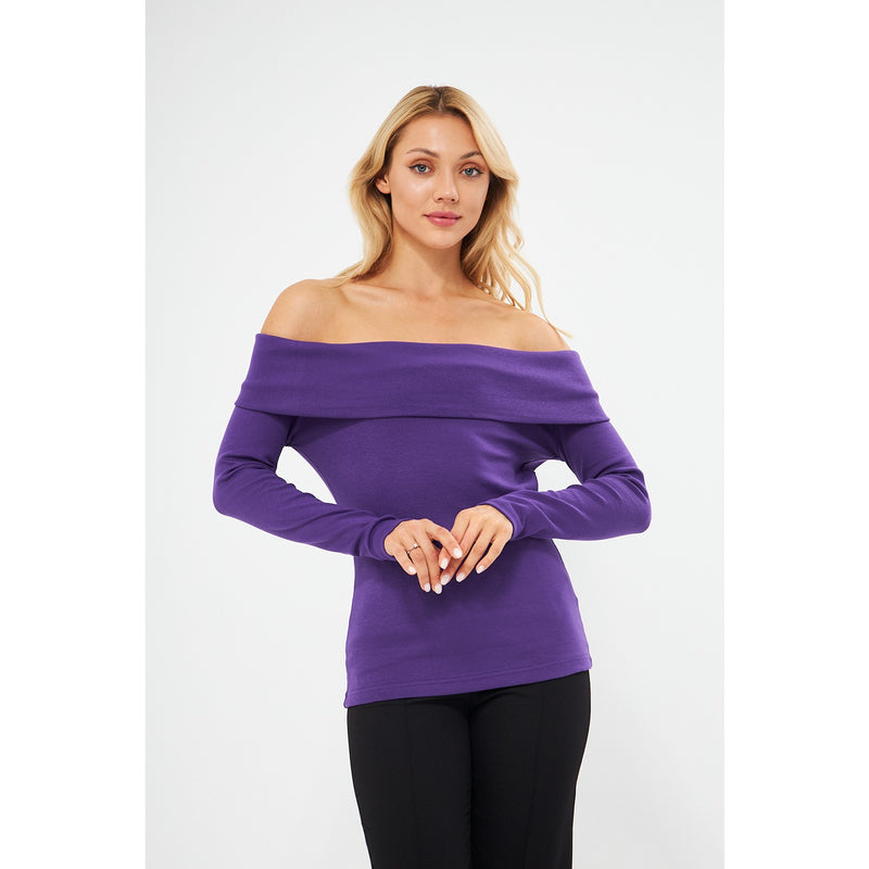 Jacksons Purple Rib Off-Shoulder Top | Montivo Pakistan