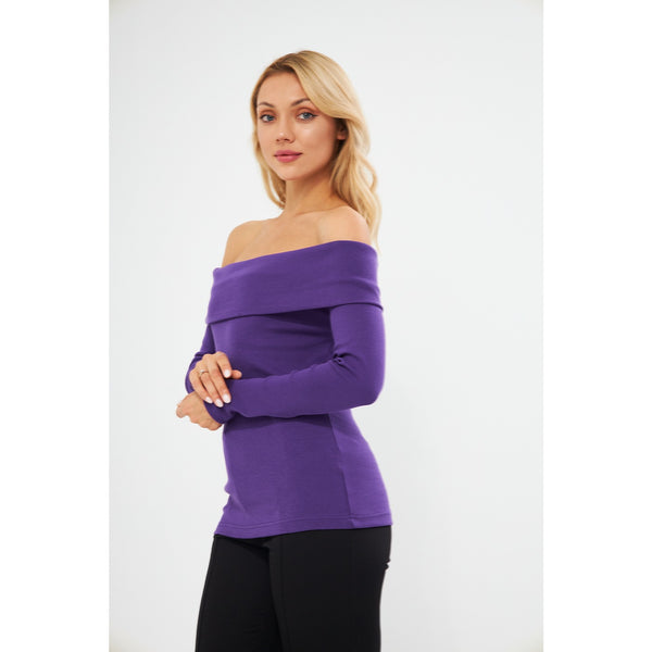 Jacksons Purple Rib Off-Shoulder Top | Montivo Pakistan