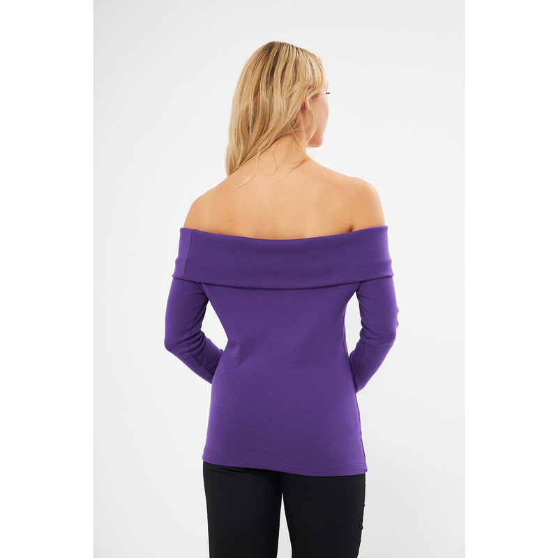 Jacksons Purple Rib Off-Shoulder Top | Montivo Pakistan