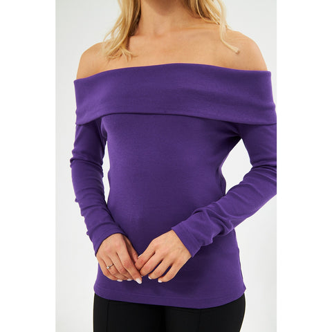 Jacksons Purple Rib Off-Shoulder Top | Montivo Pakistan