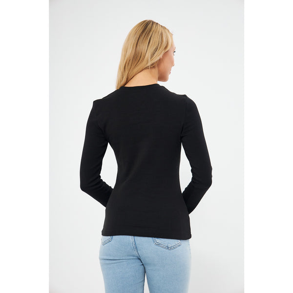 Black Keyhole Rib Top | Montivo Pakistan