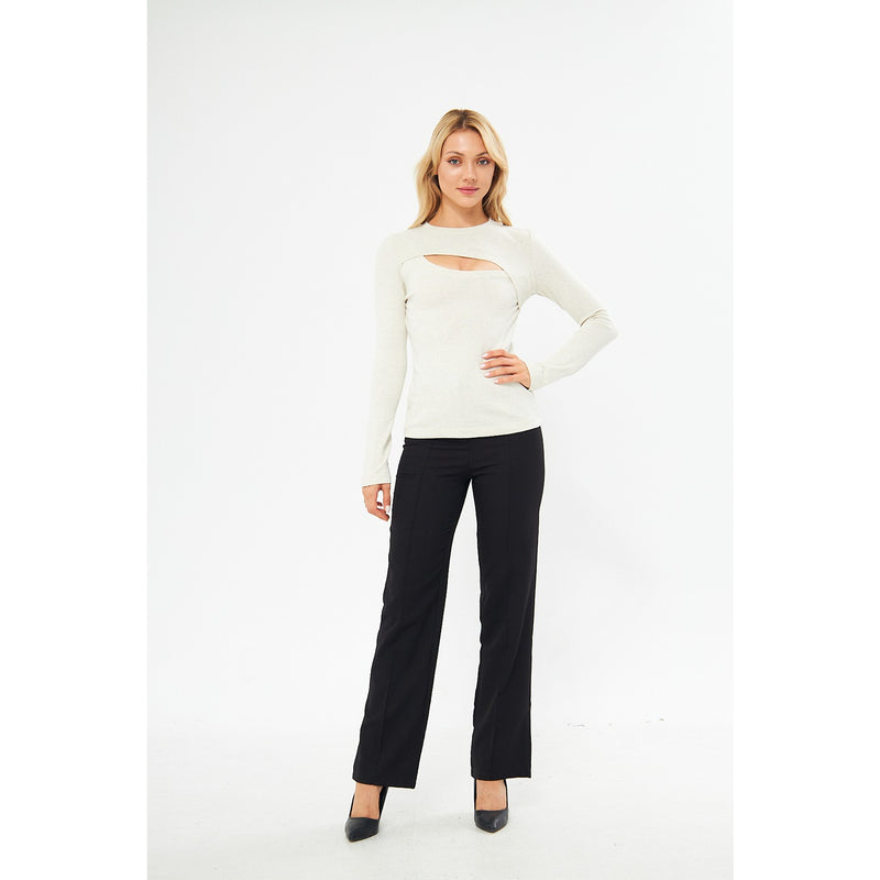 Off-White Keyhole Rib Top | Montivo Pakistan