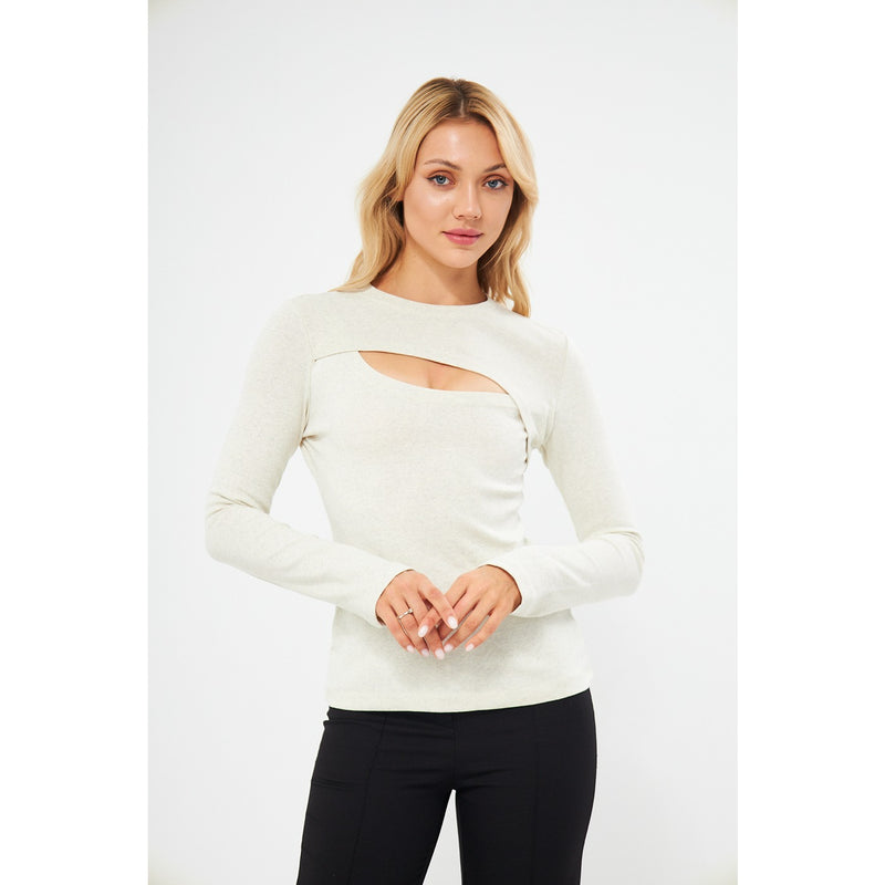 Off-White Keyhole Rib Top | Montivo Pakistan