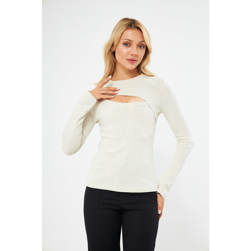 Off-White Keyhole Rib Top | Montivo Pakistan
