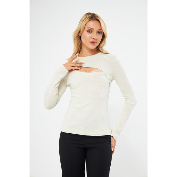 Off-White Keyhole Rib Top | Montivo Pakistan