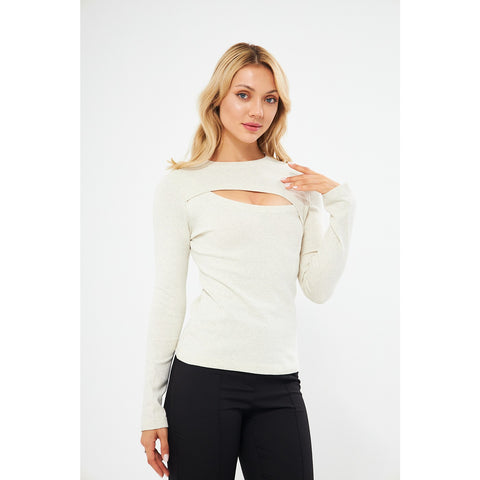 Off-White Keyhole Rib Top | Montivo Pakistan