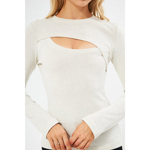 Off-White Keyhole Rib Top | Montivo Pakistan