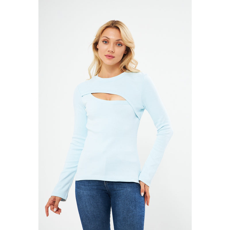 Light Blue Keyhole Rib Top | Montivo Pakistan