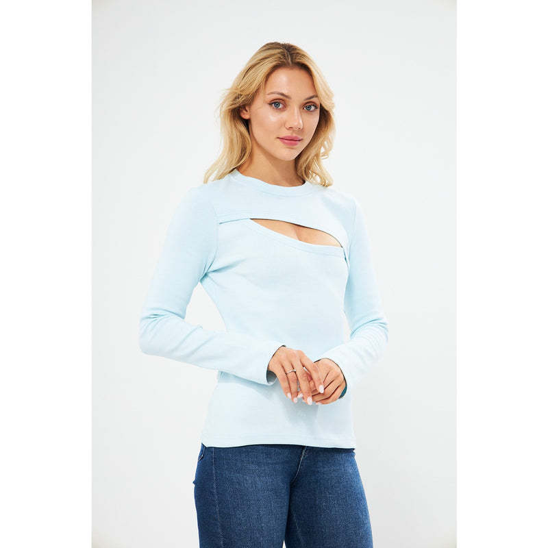 Light Blue Keyhole Rib Top | Montivo Pakistan