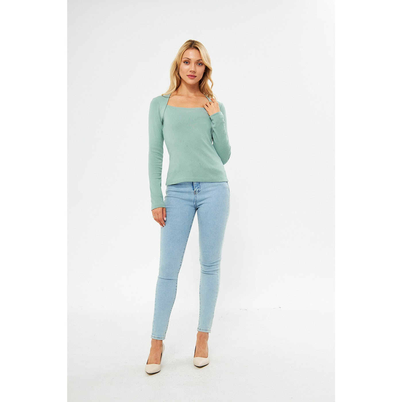 Opal Rib Swan Neck Top | Montivo Pakistan