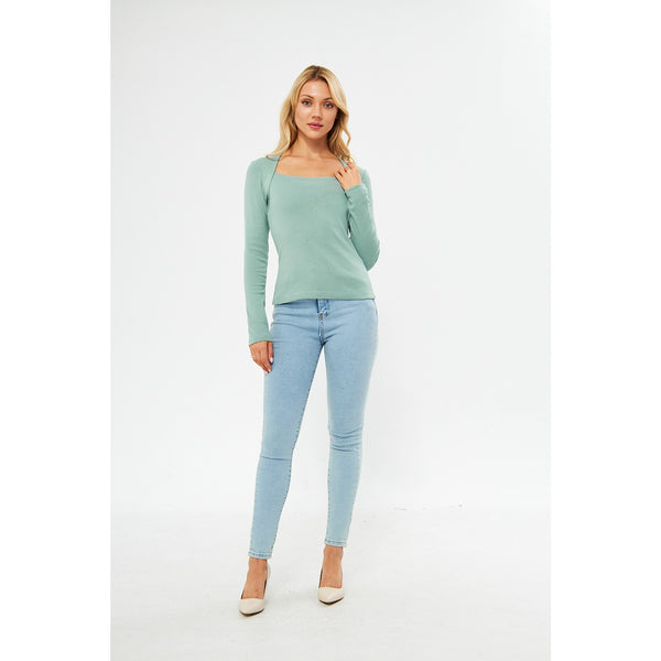 Opal Rib Swan Neck Top | Montivo Pakistan