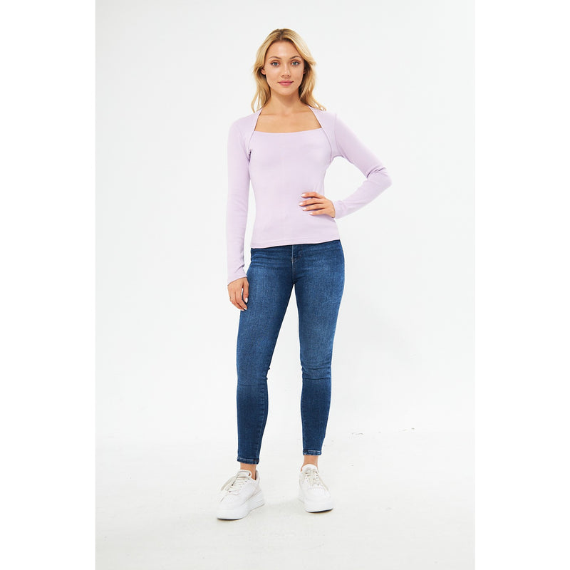 Lilac Rib Swan Neck Top | Montivo Pakistan