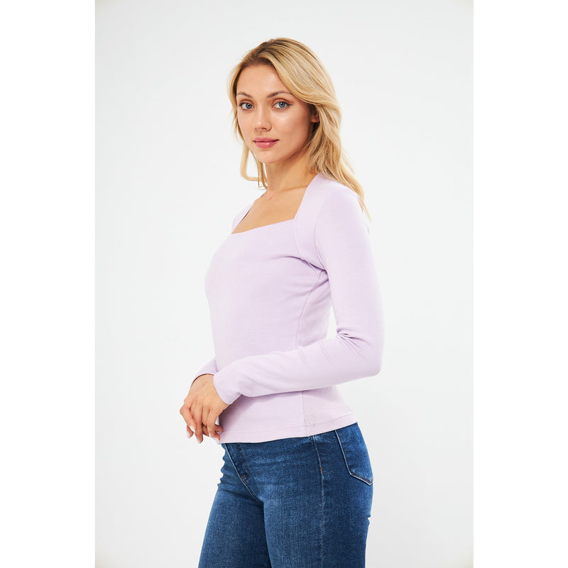 Lilac Rib Swan Neck Top | Montivo Pakistan