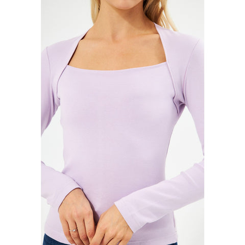 Lilac Rib Swan Neck Top | Montivo Pakistan