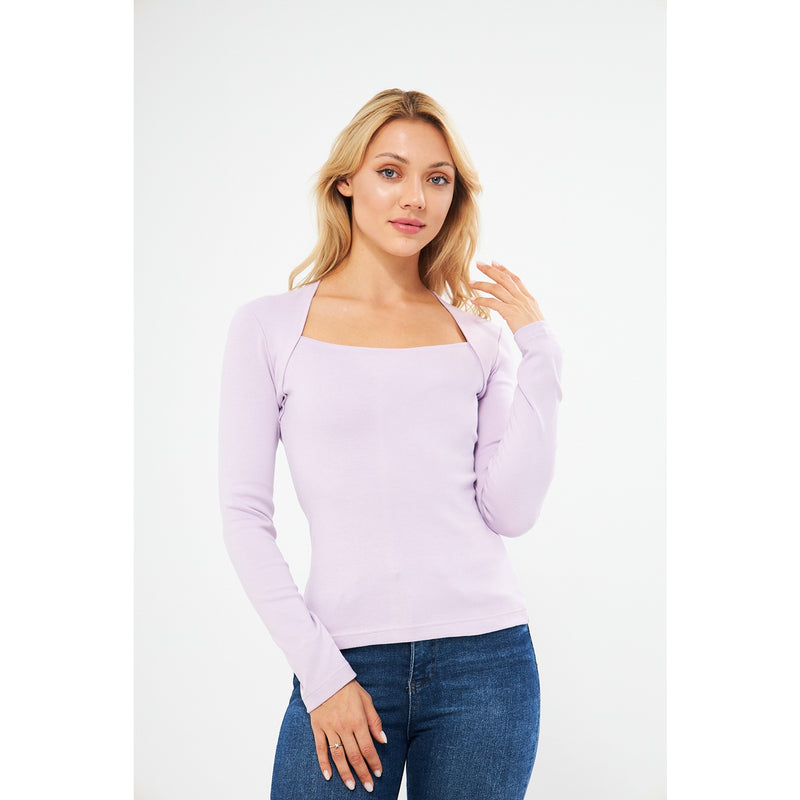 Lilac Rib Swan Neck Top | Montivo Pakistan