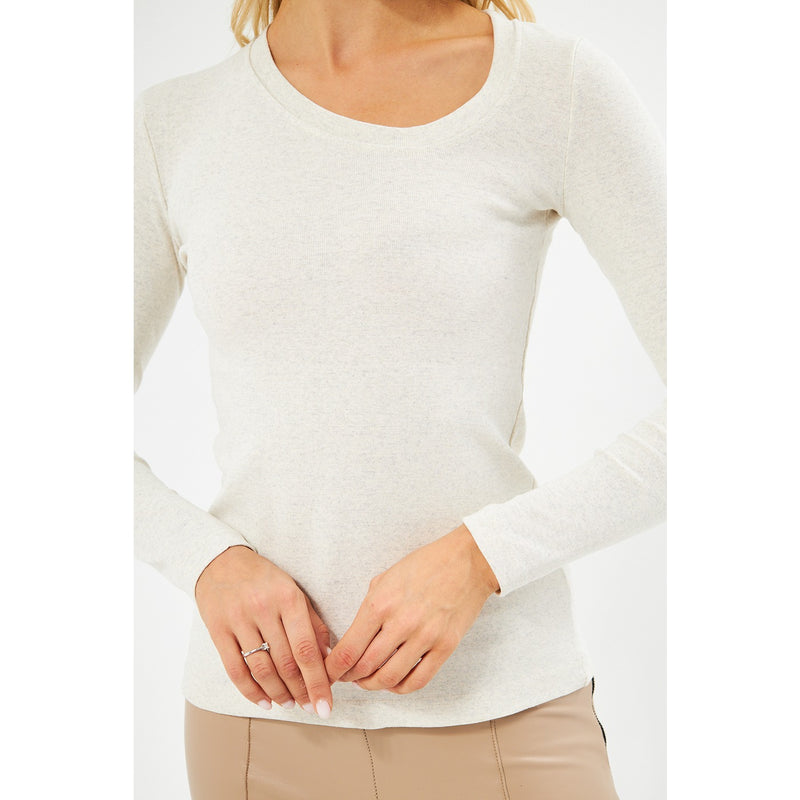 Off-White Rib Cross Scoop Neck Top | Montivo Pakistan
