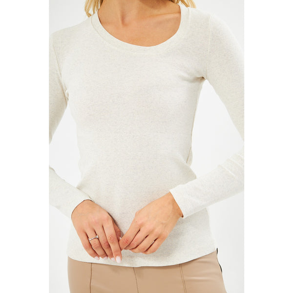 Off-White Rib Cross Scoop Neck Top | Montivo Pakistan