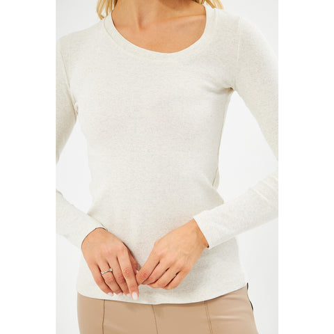 Off-White Rib Cross Scoop Neck Top | Montivo Pakistan