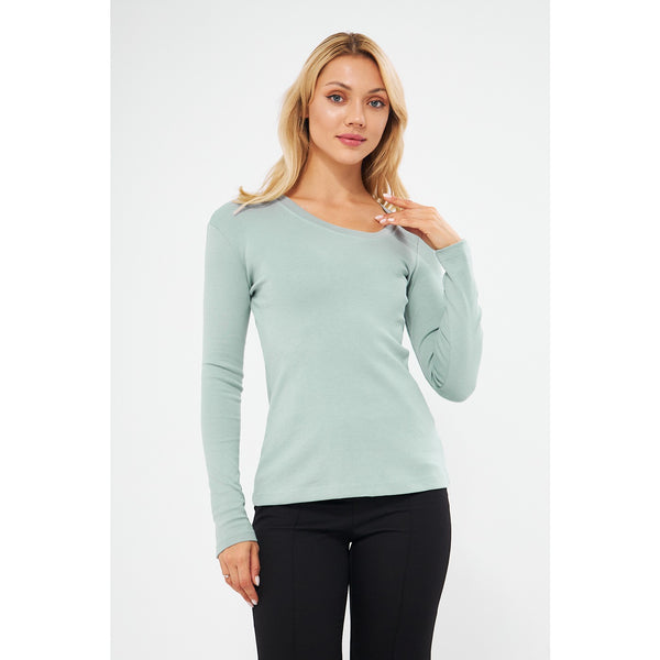 Jet Stream Rib Cross Scoop Neck Top | Montivo Pakistan
