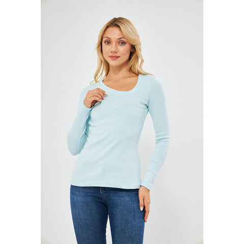 Light Blue Rib Cross Scoop Neck Top | Montivo Pakistan