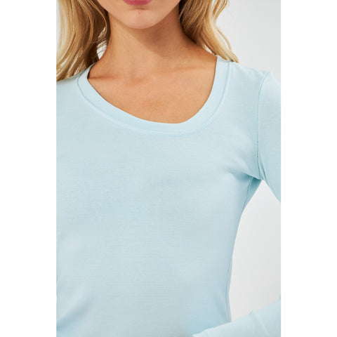 Light Blue Rib Cross Scoop Neck Top | Montivo Pakistan
