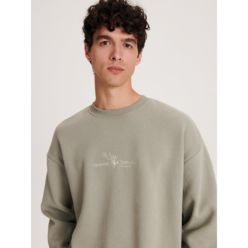 Dusty Green Embroidery Detailing Sweatshirt | Montivo Pakistan