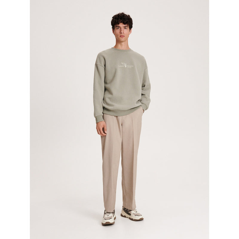 Dusty Green Embroidery Detailing Sweatshirt | Montivo Pakistan