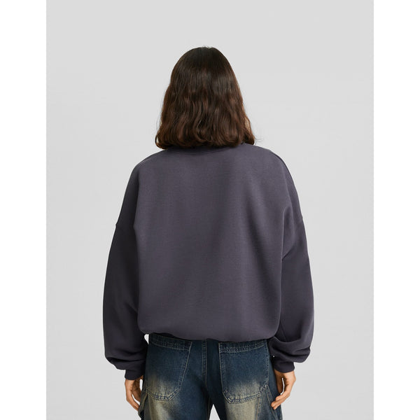 Grey Printed Sweatshirt with Polo Collar | Montivo Pakistan