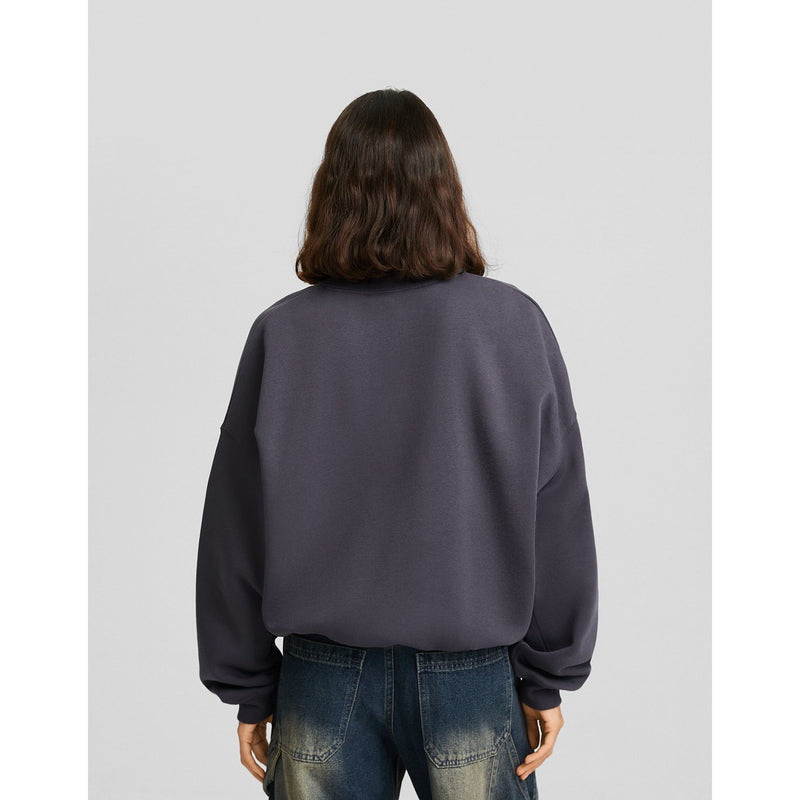 Grey Printed Sweatshirt with Polo Collar | Montivo Pakistan