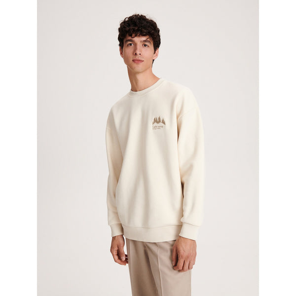 Cream Embroidery Detailing Sweatshirt | Montivo Pakistan