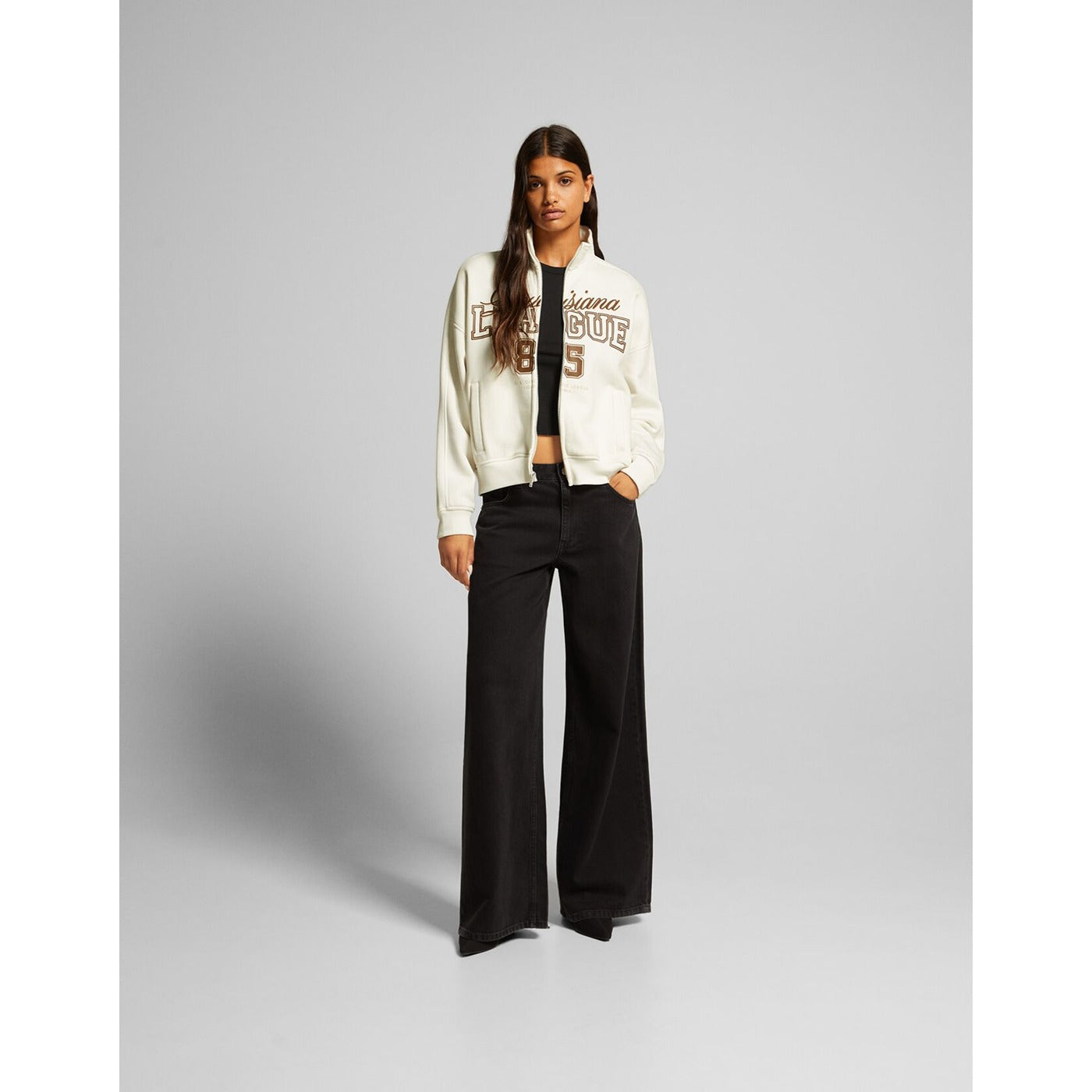 White Printed Sweatshirt with Zipper | Montivo Pakistan