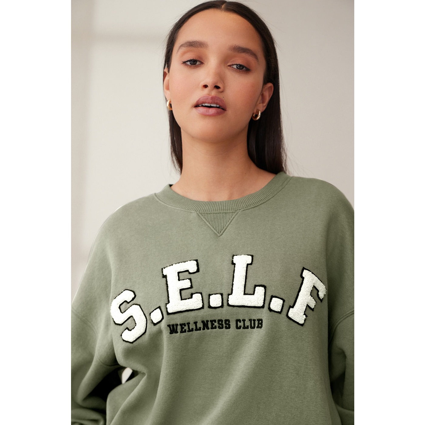 Olive Self Club Oversized Sweatshirt | Montivo Pakistan