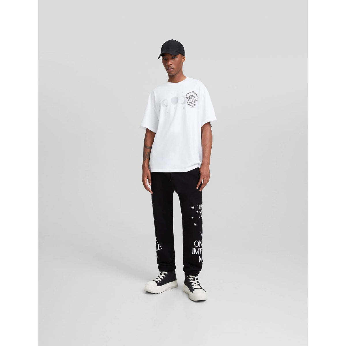 Black Plush Printed Joggers | Montivo Pakistan