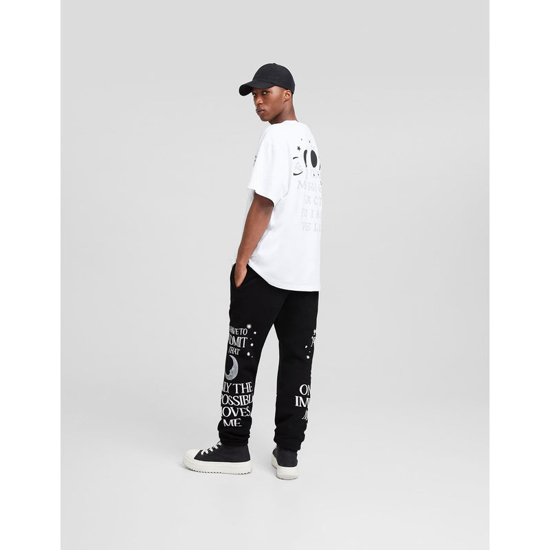 Black Plush Printed Joggers | Montivo Pakistan