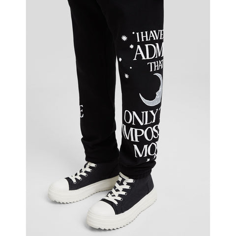 Black Plush Printed Joggers | Montivo Pakistan