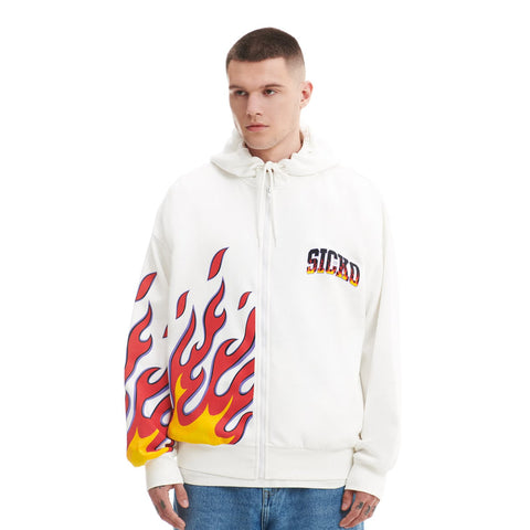 White Printed Sweatshirt with Zipper | Montivo Pakistan