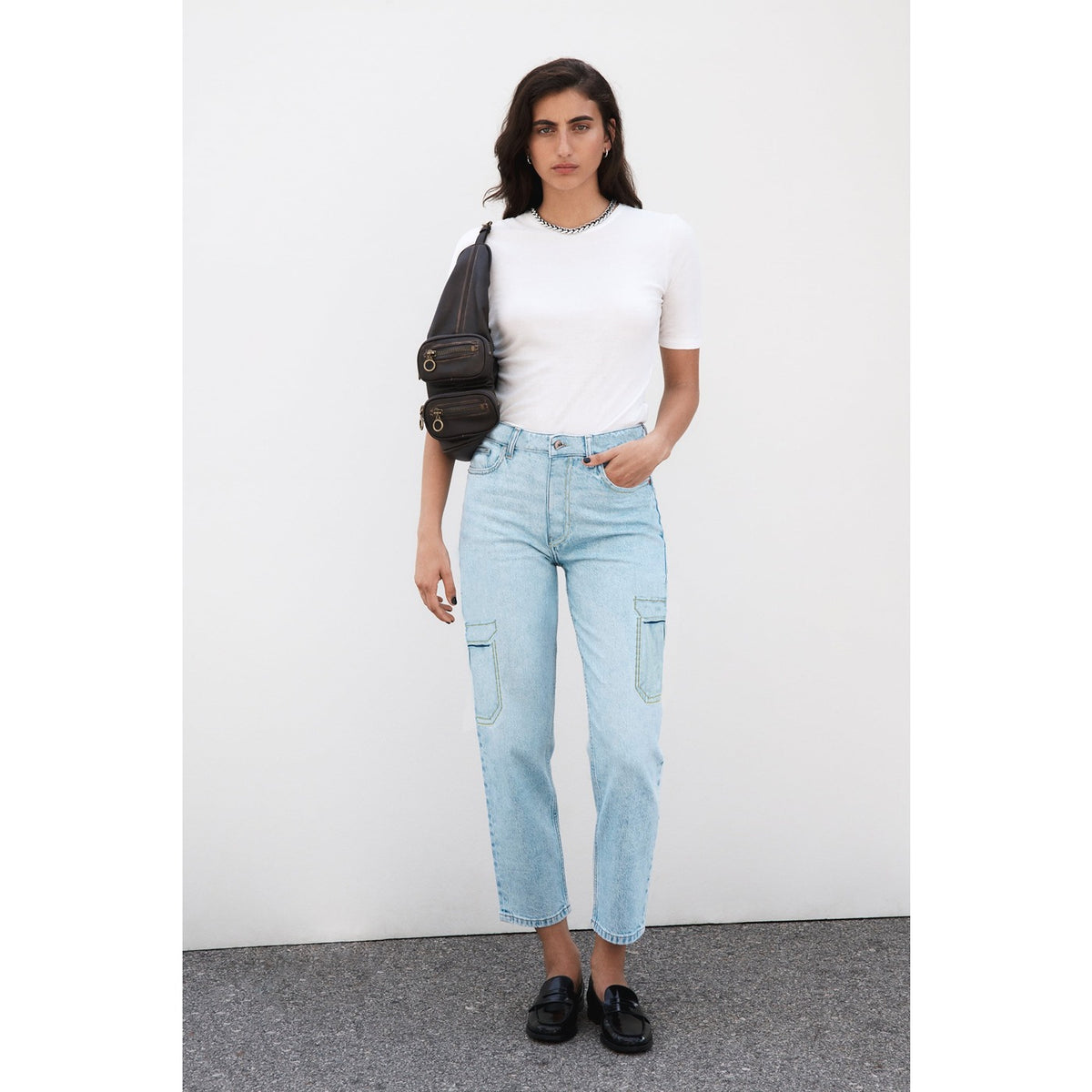 ON Light Blue Cargo Mom Jeans | Montivo Pakistan