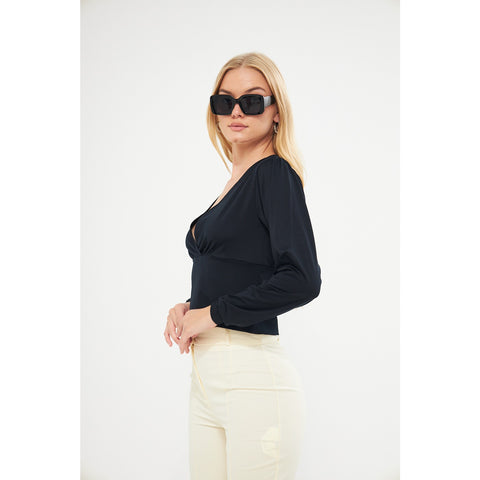 Black Double Breasted Top | Montivo Pakistan