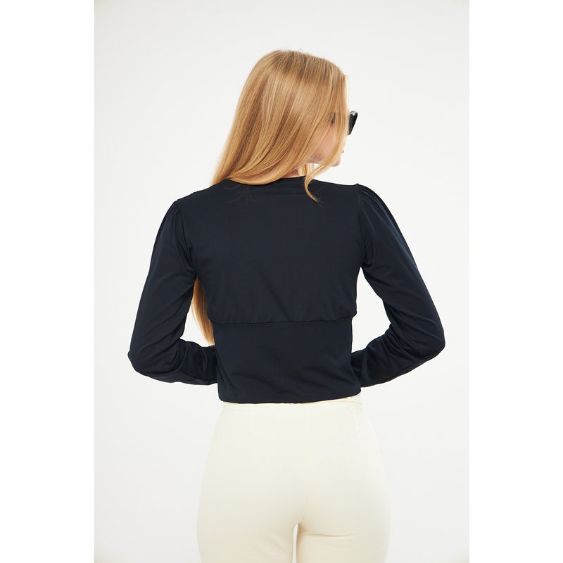 Black Double Breasted Top | Montivo Pakistan