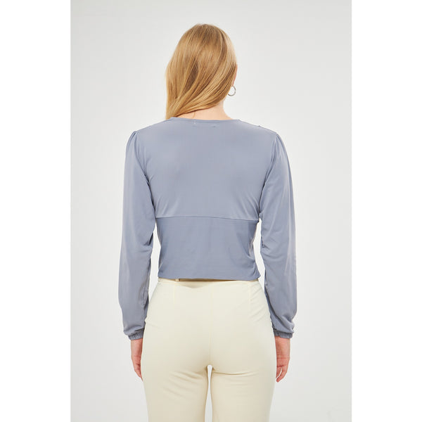 Grey Double Breasted Top | Montivo Pakistan