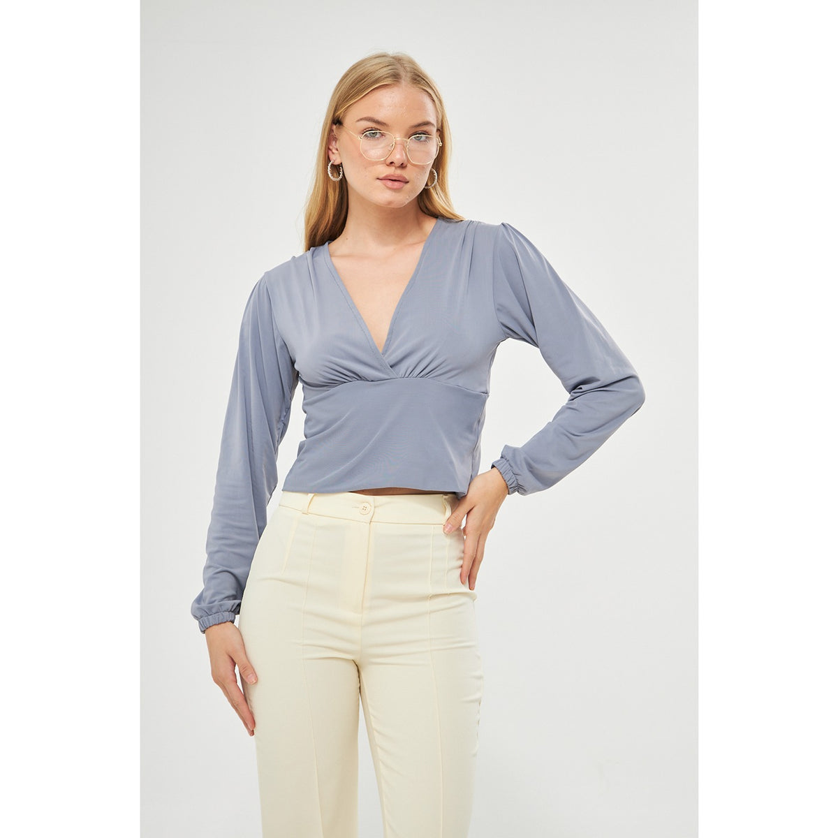 Grey Double Breasted Top | Montivo Pakistan