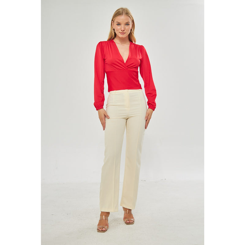 Red Double Breasted Top | Montivo Pakistan