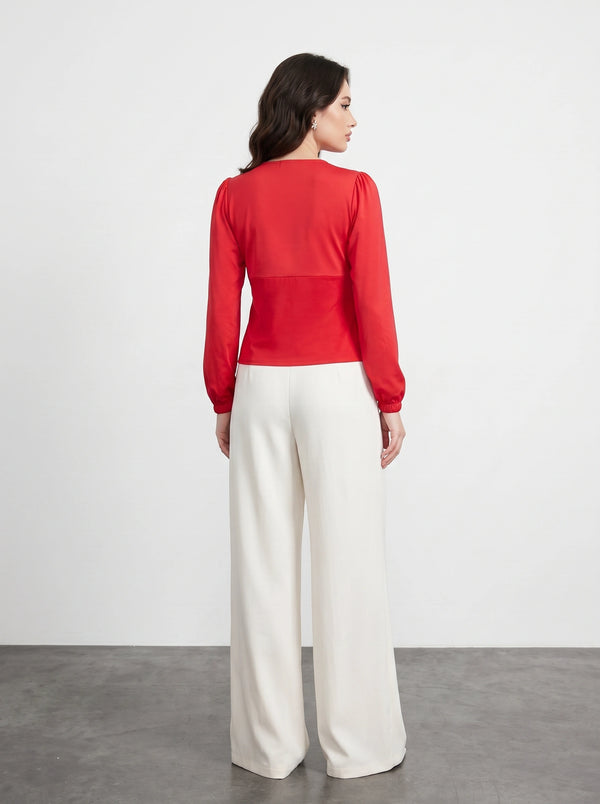 Red Double Breasted Top | Montivo Pakistan