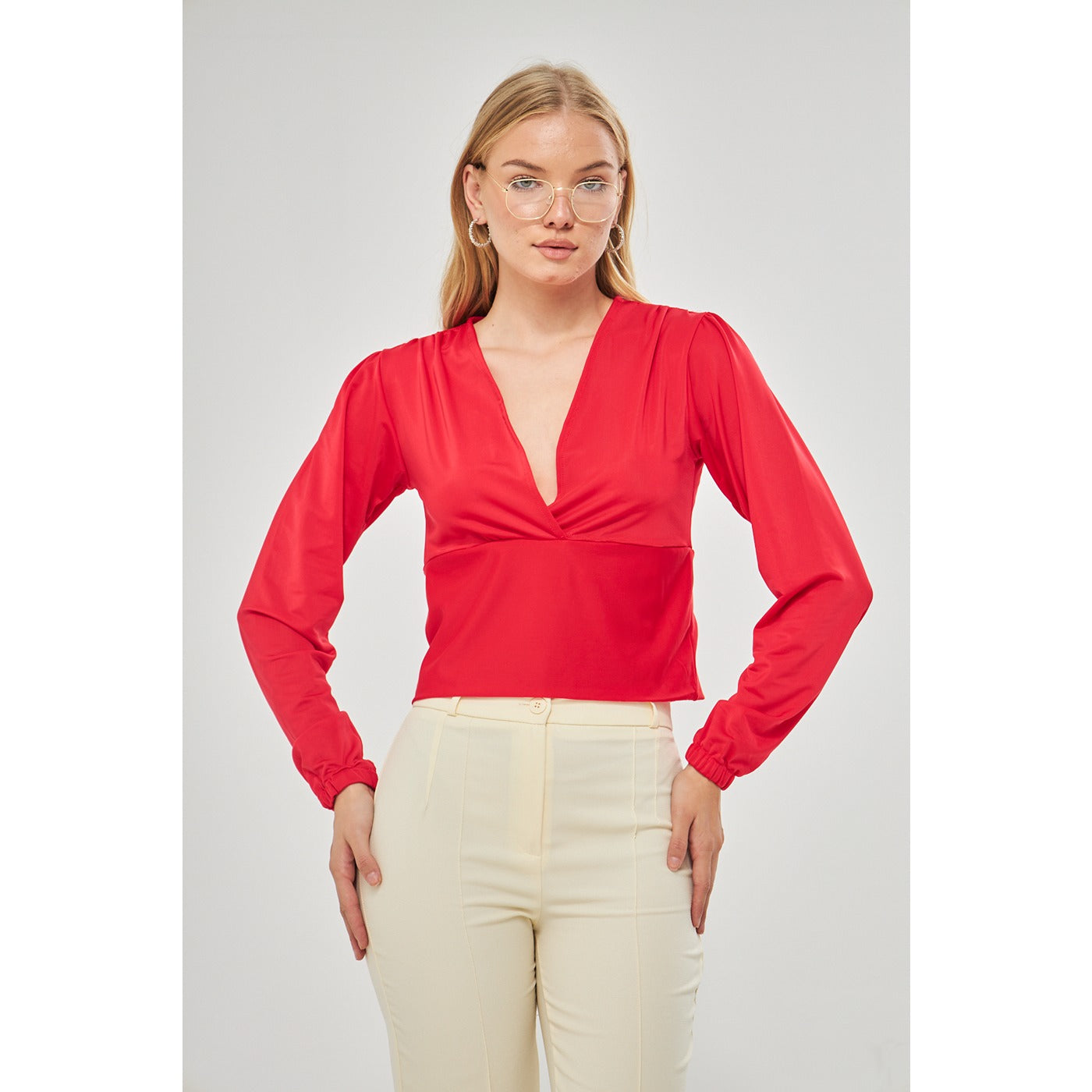 Red Double Breasted Top | Montivo Pakistan